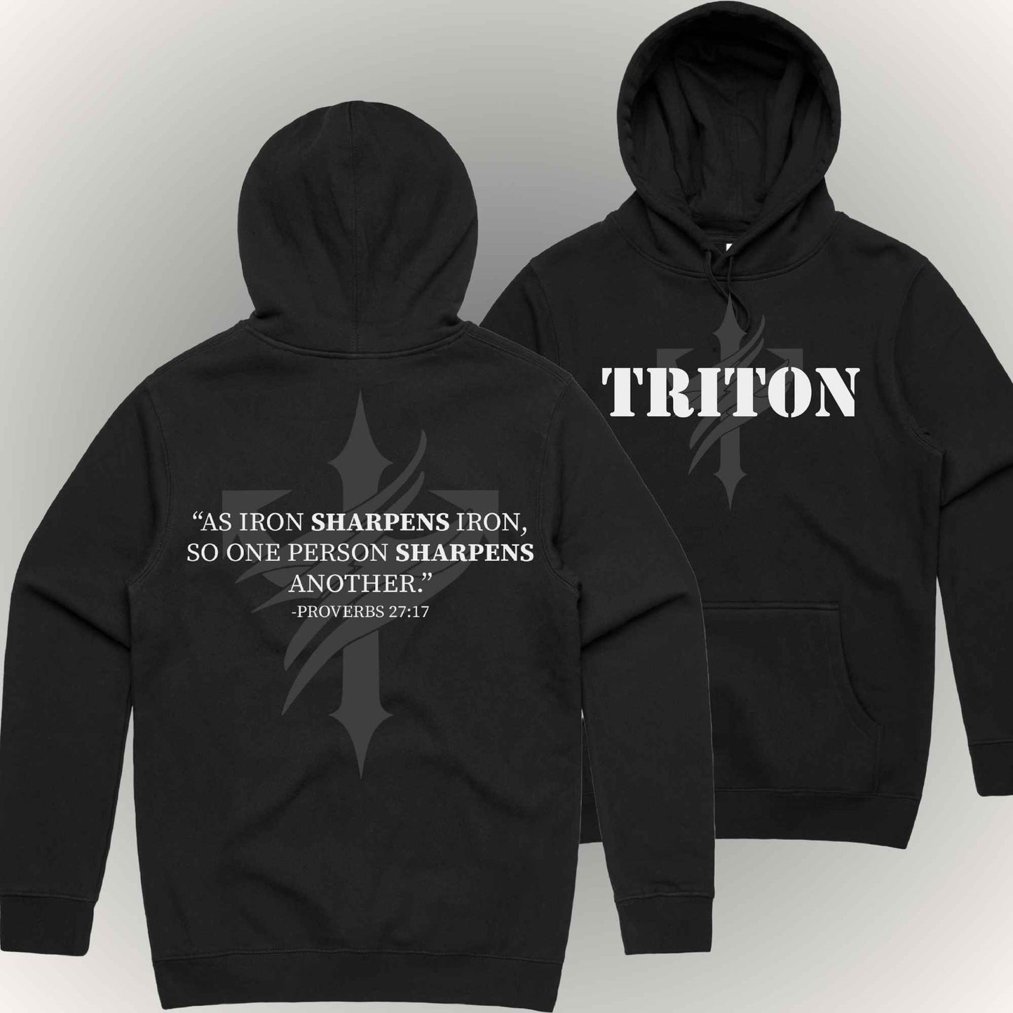 Proverbs 27:17 Black Hoodie Triton